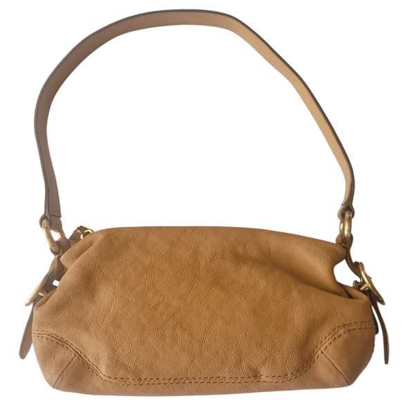 Y2K Vintage Michael Kors Camel Leather Shoulder Bag with Gold Accents - Picture 2 of 8